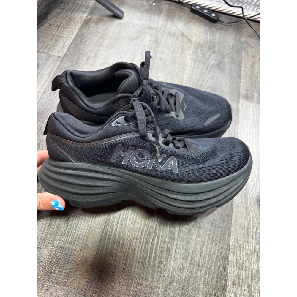 Hoka Bondi 8 Wide Womens 7D Black Running Shoes Sneakers 1127954 BBLC - Picture 5 of 5